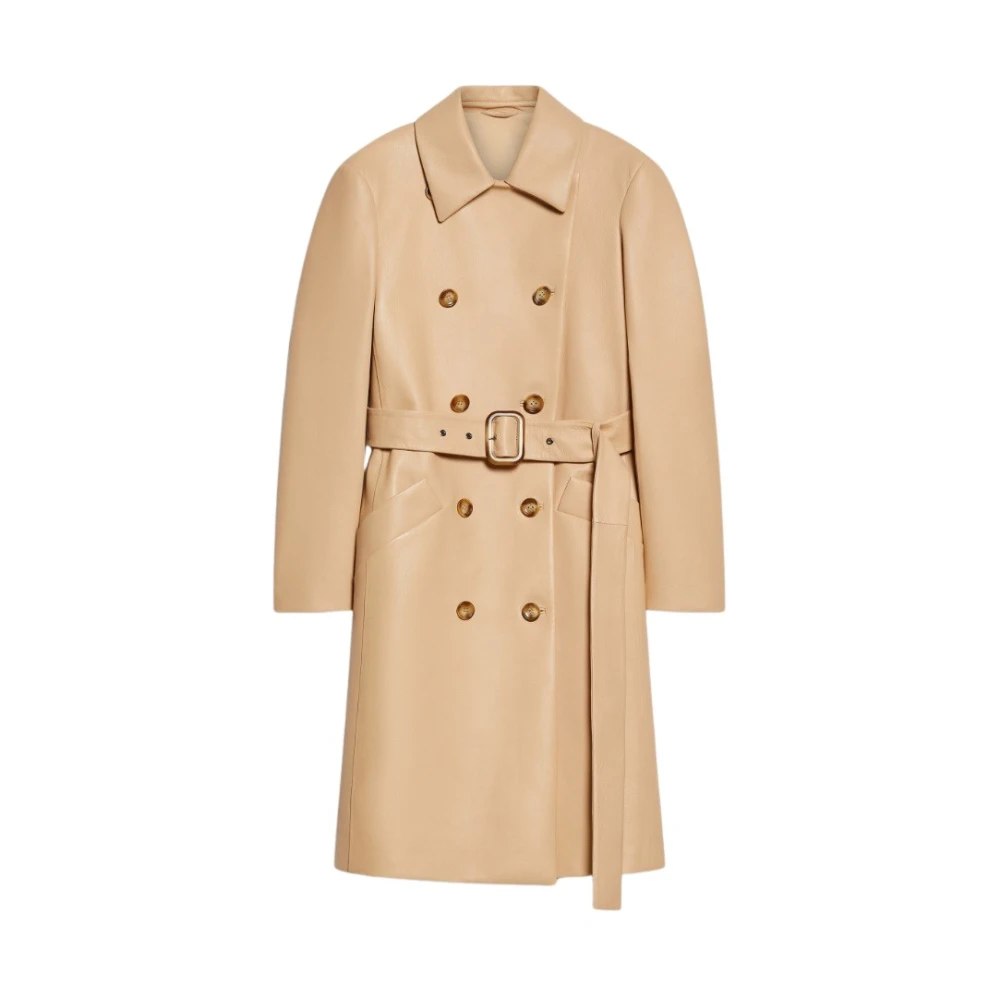 SPORTMAX Luxe Leren Trenchcoat Beige Dames