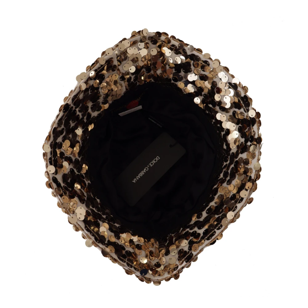 Dolce & Gabbana Gouden Pailletten Bucket Hat Yellow Dames