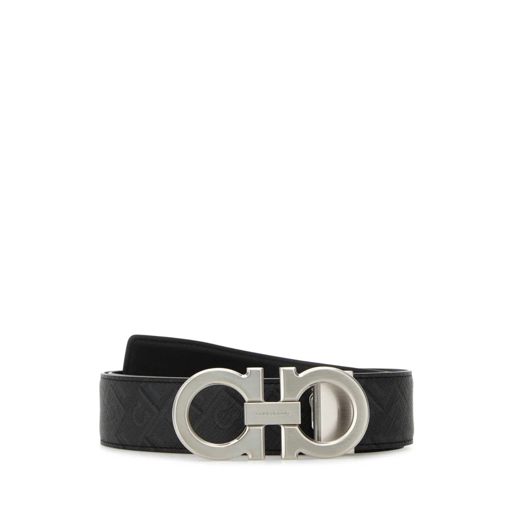 Ferragamo Men's Black Double Gancini Belt - Belts - 95 Cm - Accessories