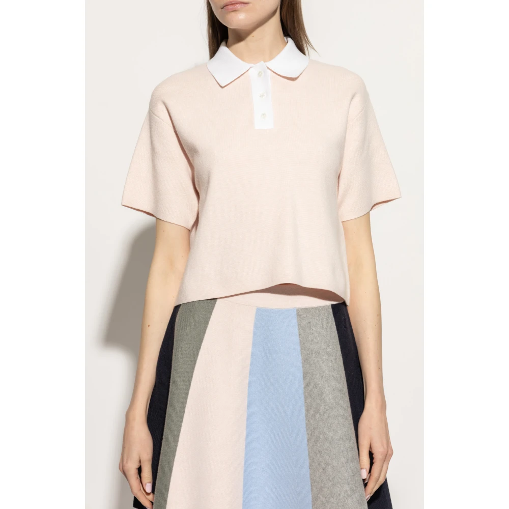 JW Anderson Polo met kasjmier afwerking Pink Dames