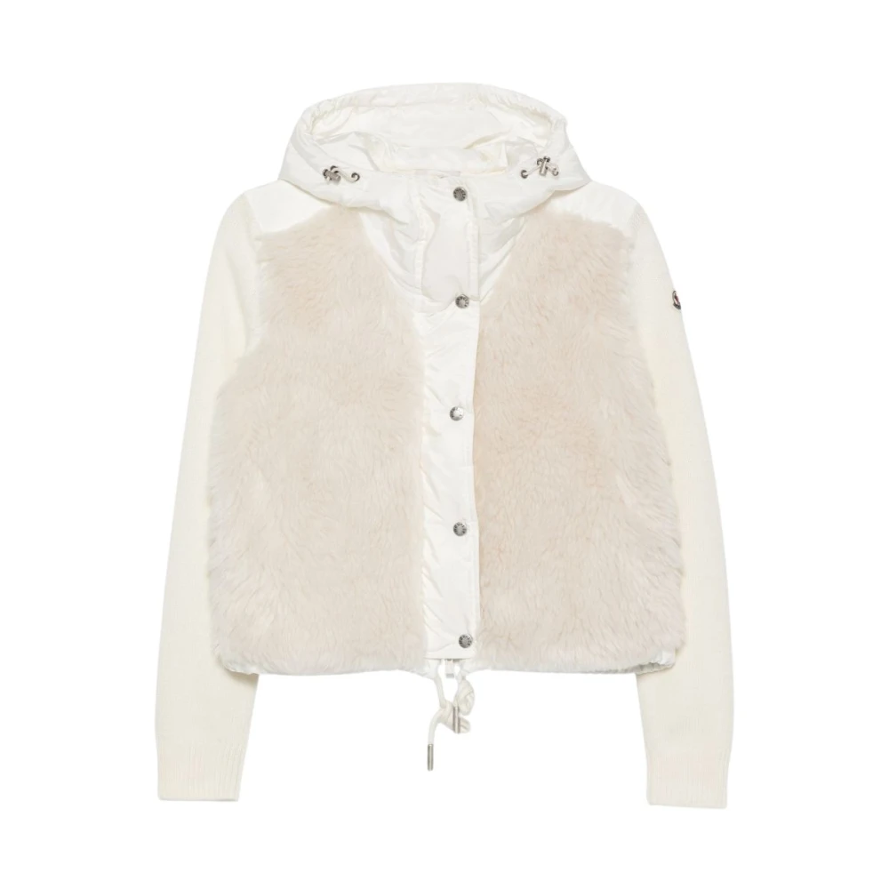 Moncler Wool & Cashmere Blend Padded Zip-Up Cardigan for Women in White, Size: S - Image 4