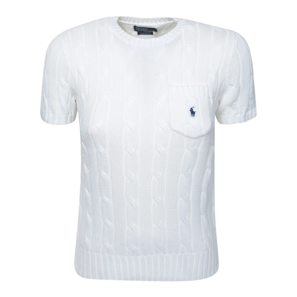 Polo Ralph Lauren Kabelgebreide Crew Neck Sweater White Dames