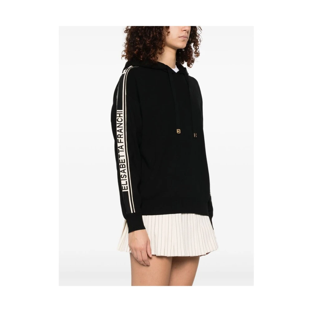 Elisabetta Franchi Zwarte hoodie met logomotief Black Dames