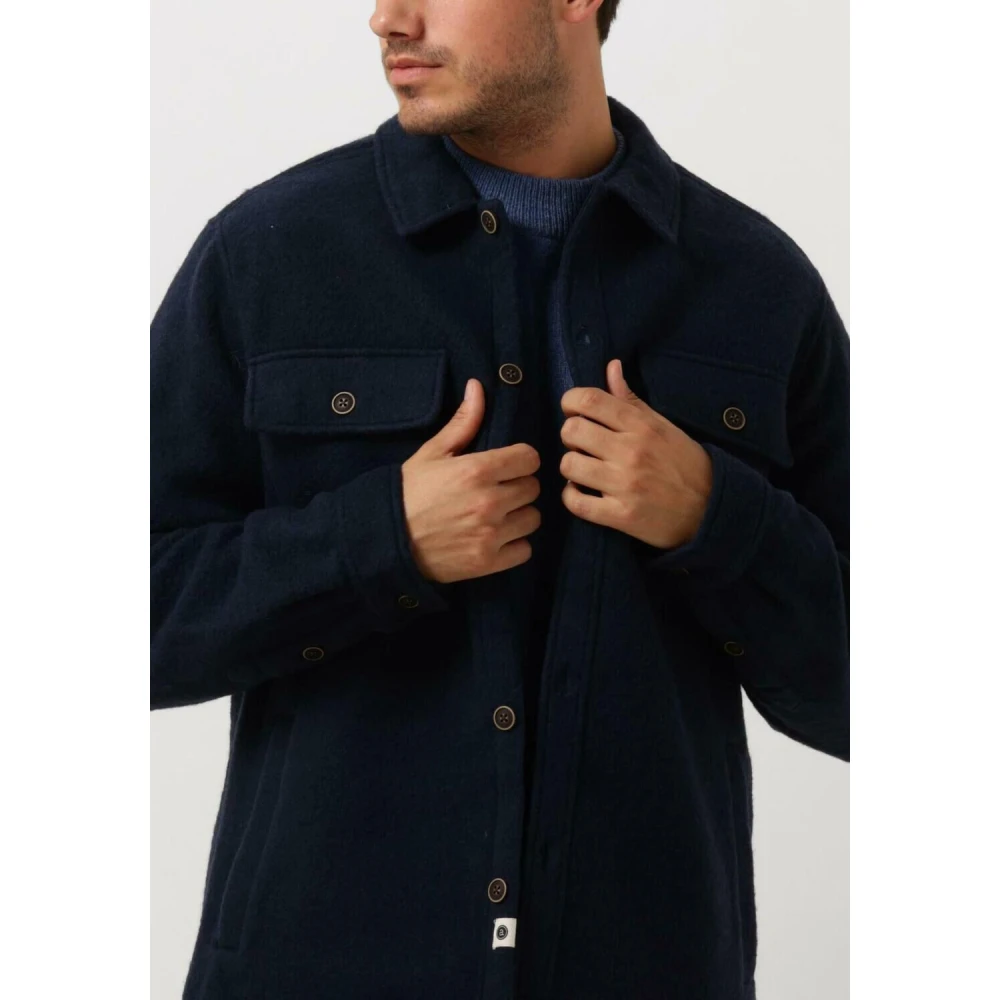 Anerkjendt Gekookt Wol Overshirt Blue Heren