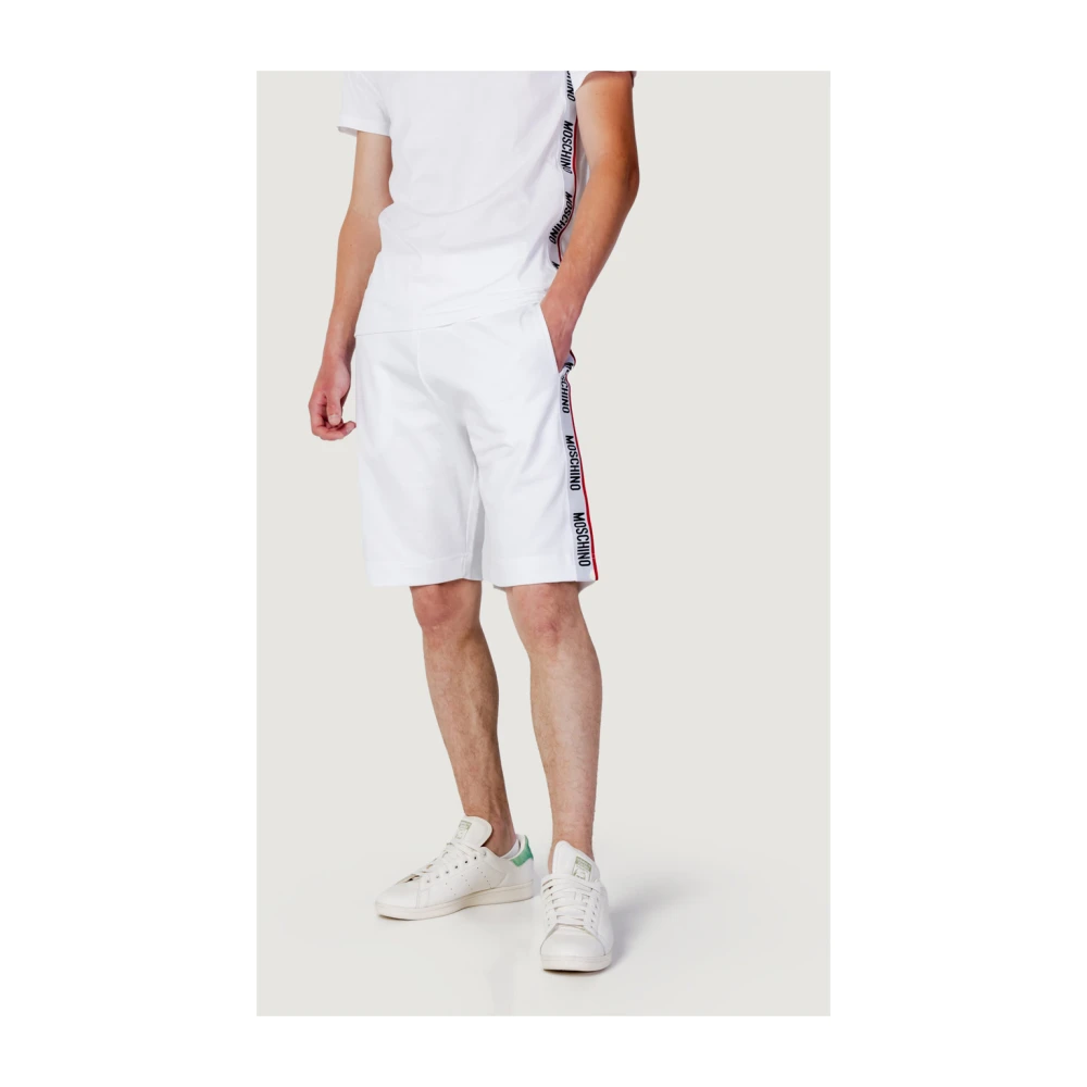 Love Moschino Witte Sportieve Shorts Katoen Elastiek White Heren