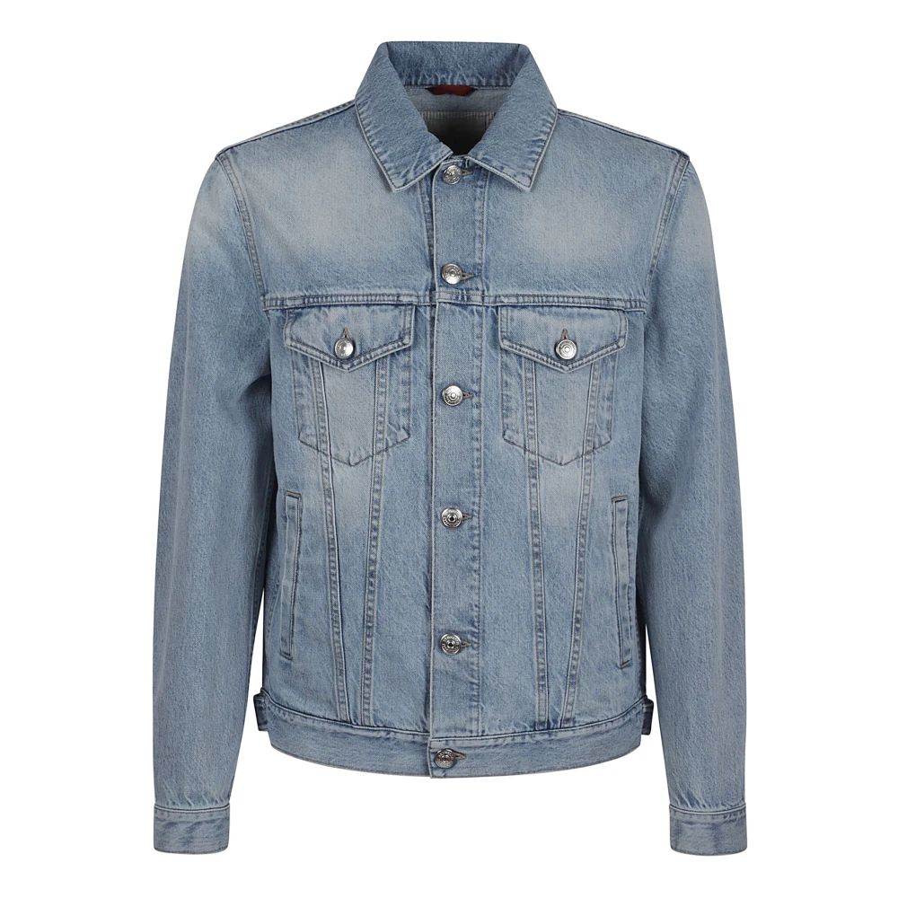 BRUNELLO CUCINELLI Klassieke Denimjas met Metalen Knopen Blue Heren