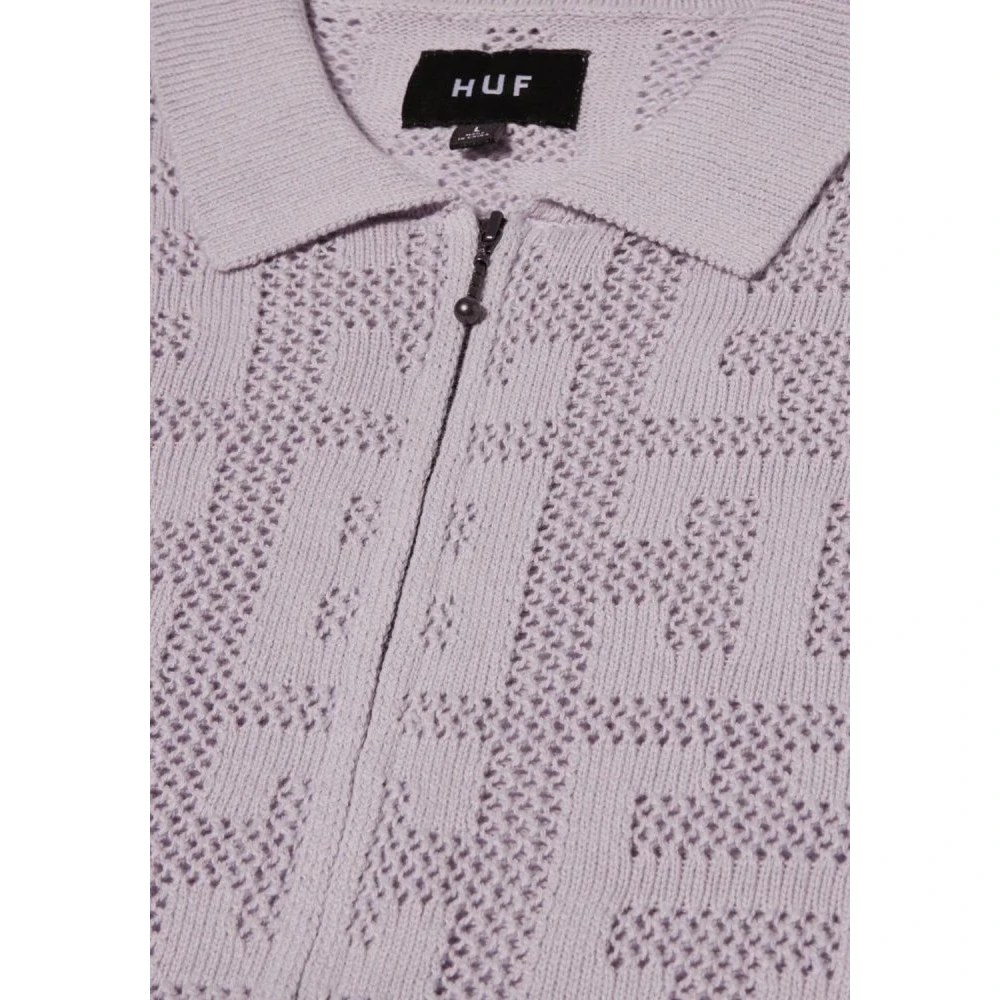 HUF Jacquard Zip Sweater Monogram Style Purple Heren