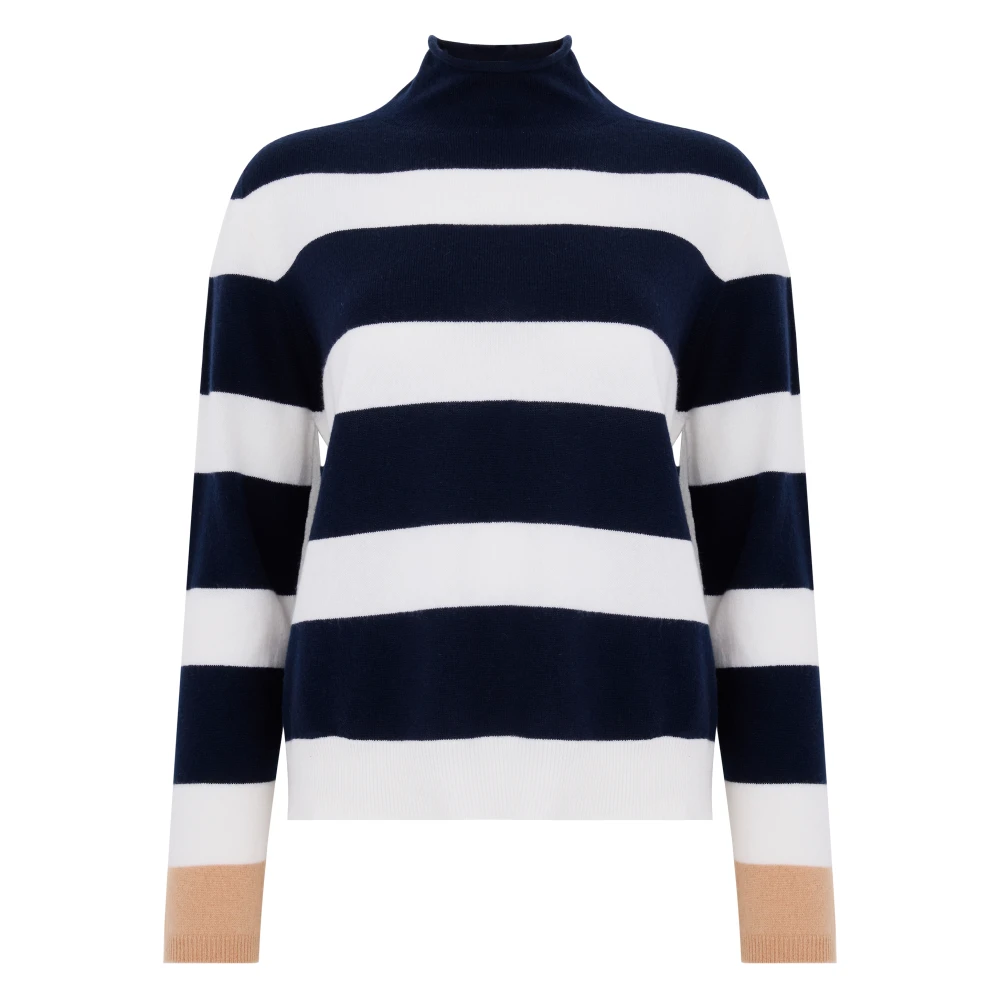 Kangra Kasjmier Hoge hals Trui Blauw Wit Blue Dames