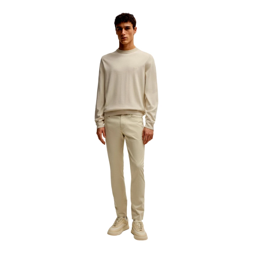 Hugo Boss Geborduurde Katoenen Trui met Logo Beige Heren