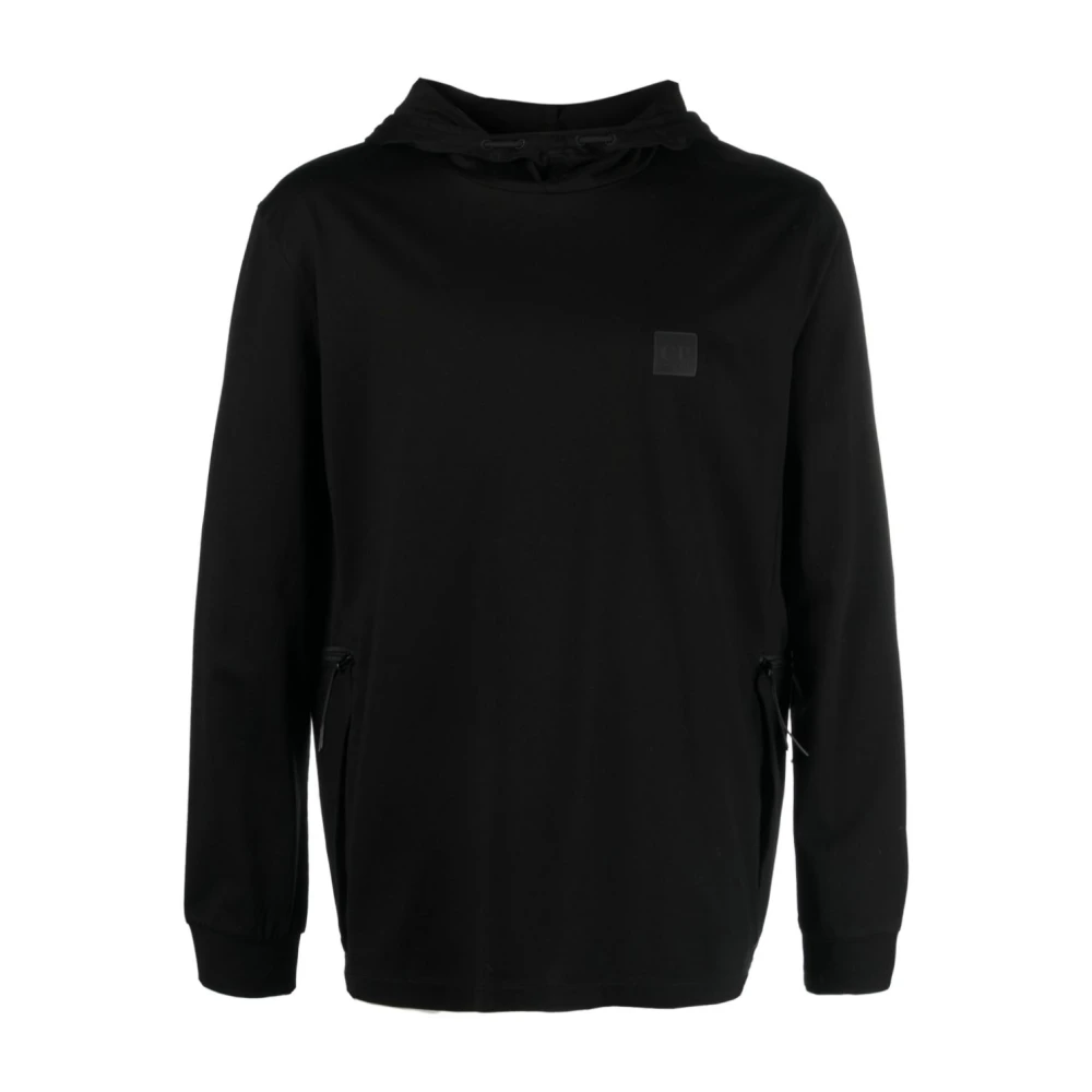 C.p. Company Svart Sweatshirt med Logopatch Black, Herr