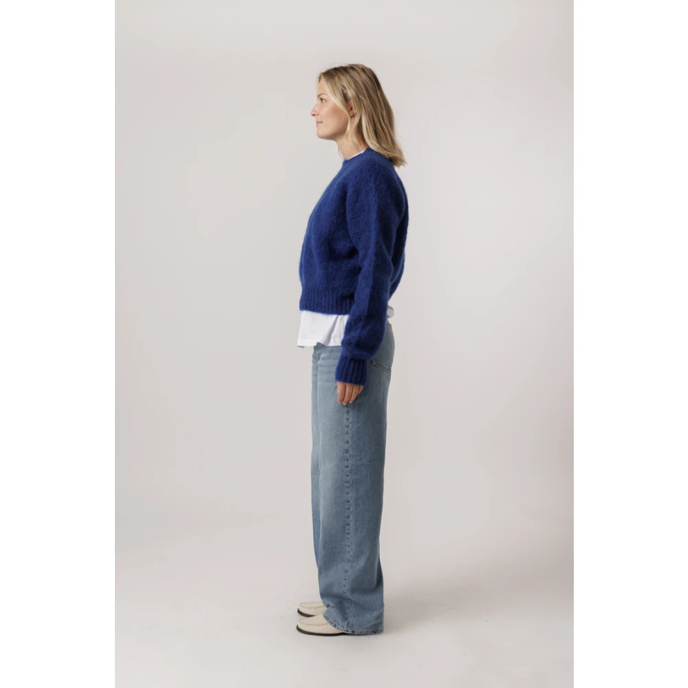 By-Bar Blauwe Mohair Pullover Oversized Fit Blue Dames