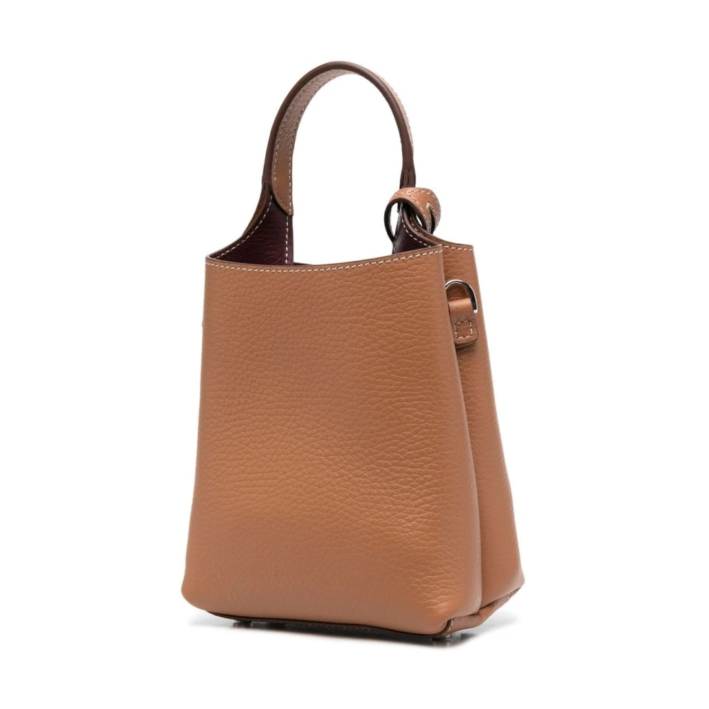 TOD'S Bruine Gehamerde Leren Handtas met Zilveren Hardware Brown Dames