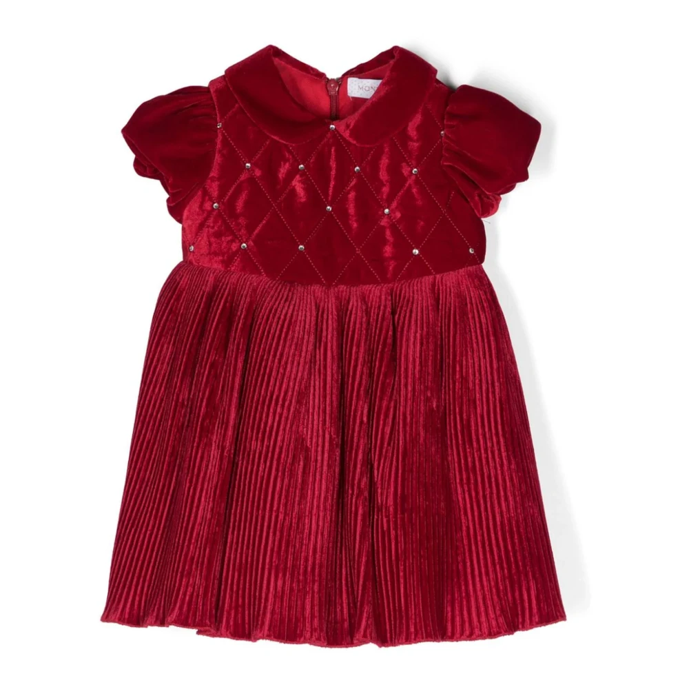 Monnalisa Women's Red Velvet Peter Pan Collar Dress