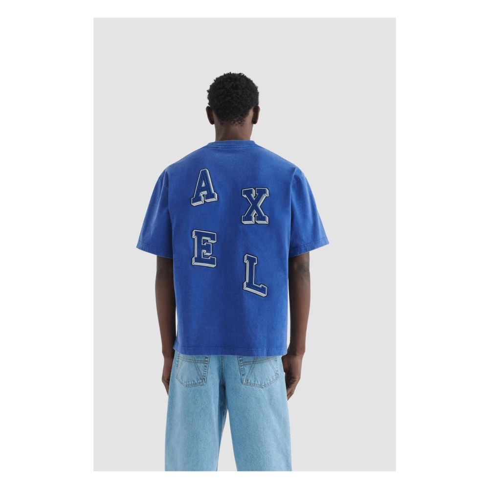 Axel Arigato Blauw Geborduurd Tee-Shirt Oversize Fit Blue Heren