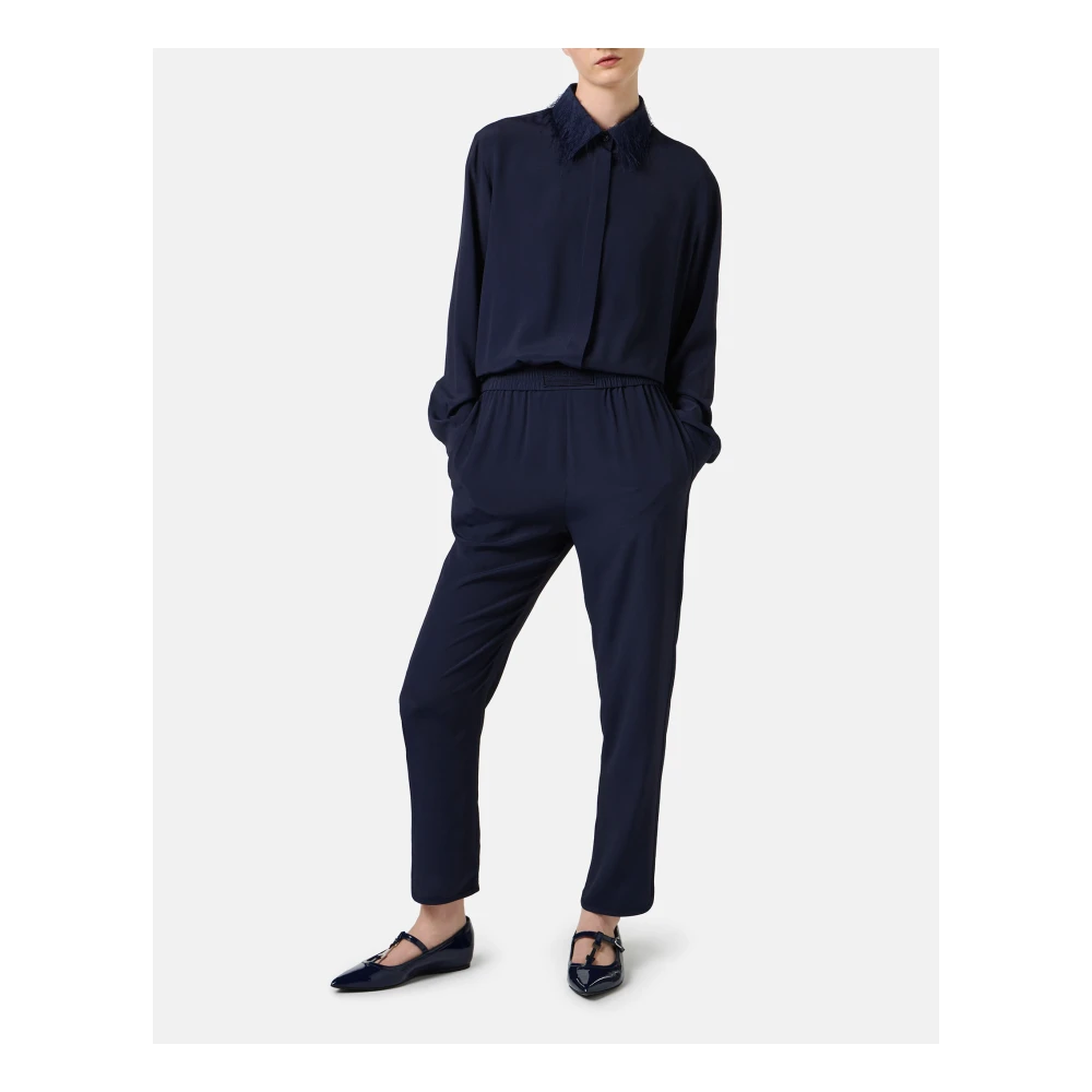 Iceberg Donkerblauwe jogging fit broek in acetaat en zijden crêpe de chine Blue Dames