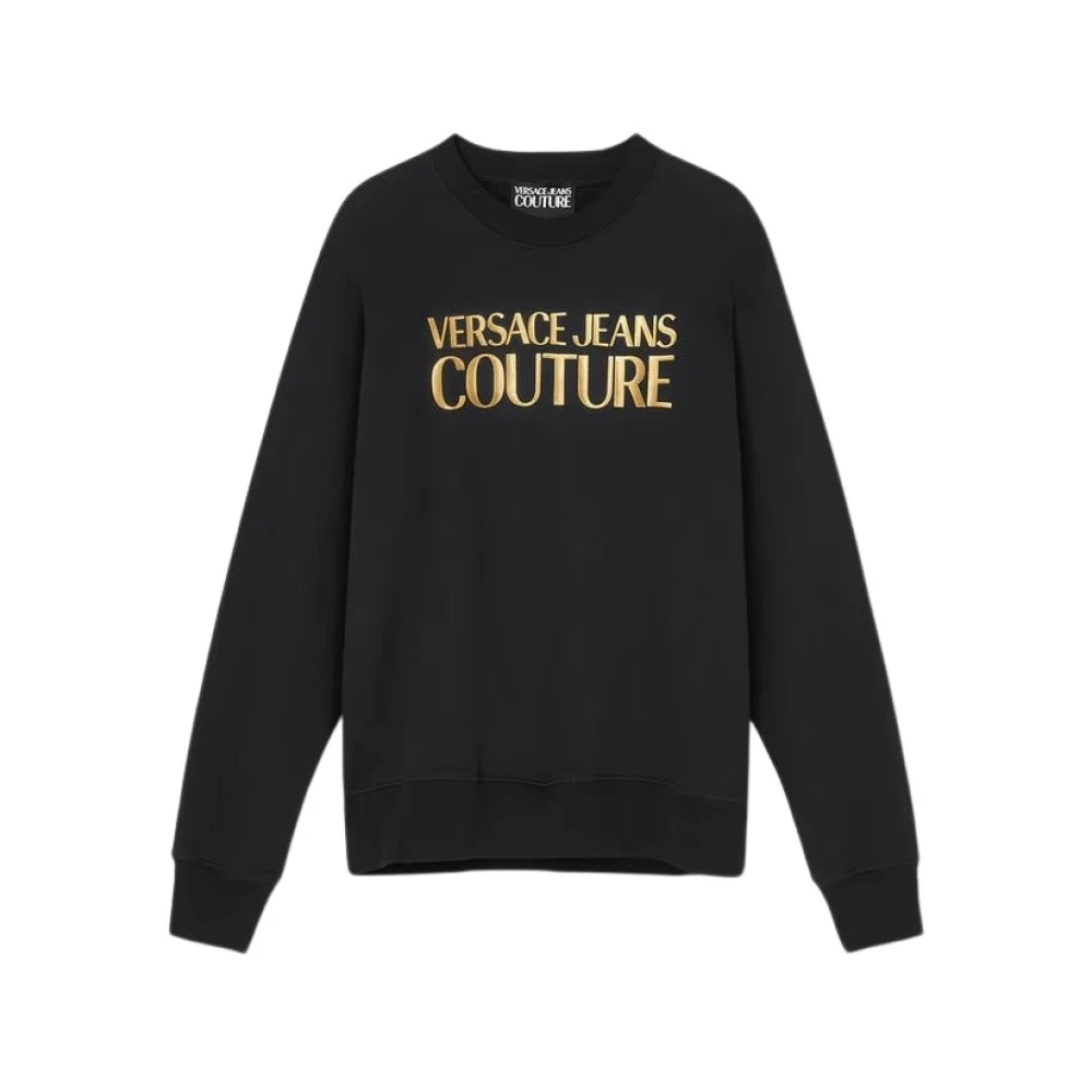 Versace Jeans Couture Zwart Goud Geborsteld Sweater Black Heren
