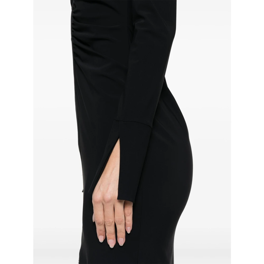 PATRIZIA PEPE Midi Jurk met Rits Detail Black Dames