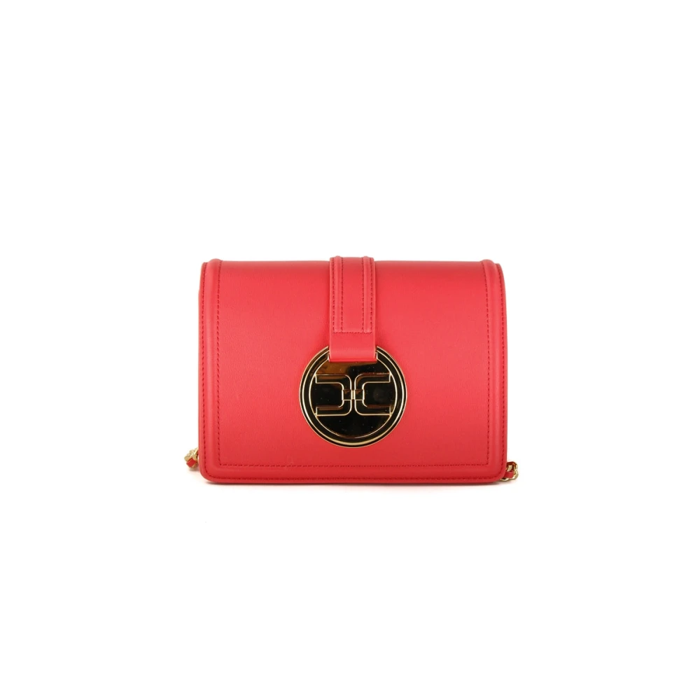 Elisabetta Franchi Rode Metalen Logo Mini Schoudertas Red Dames