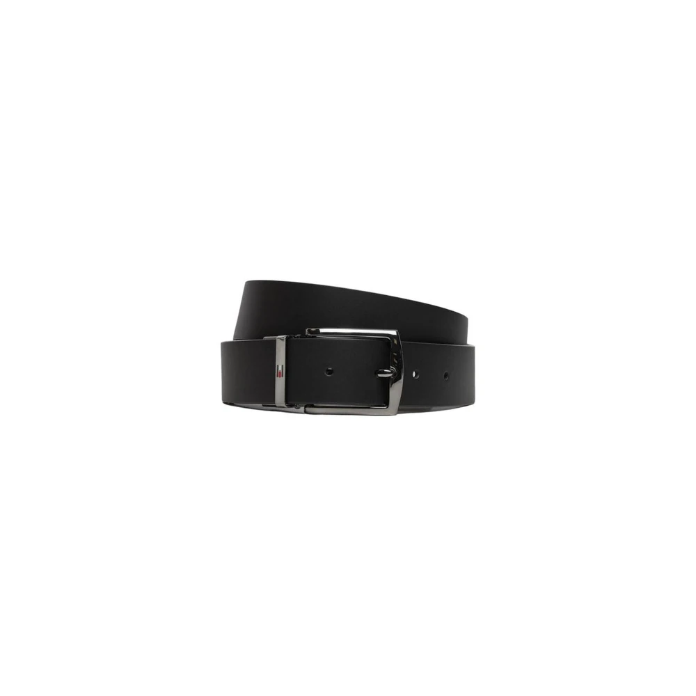 Tommy Hilfiger Klassieke leren riem voor mannen Black Heren