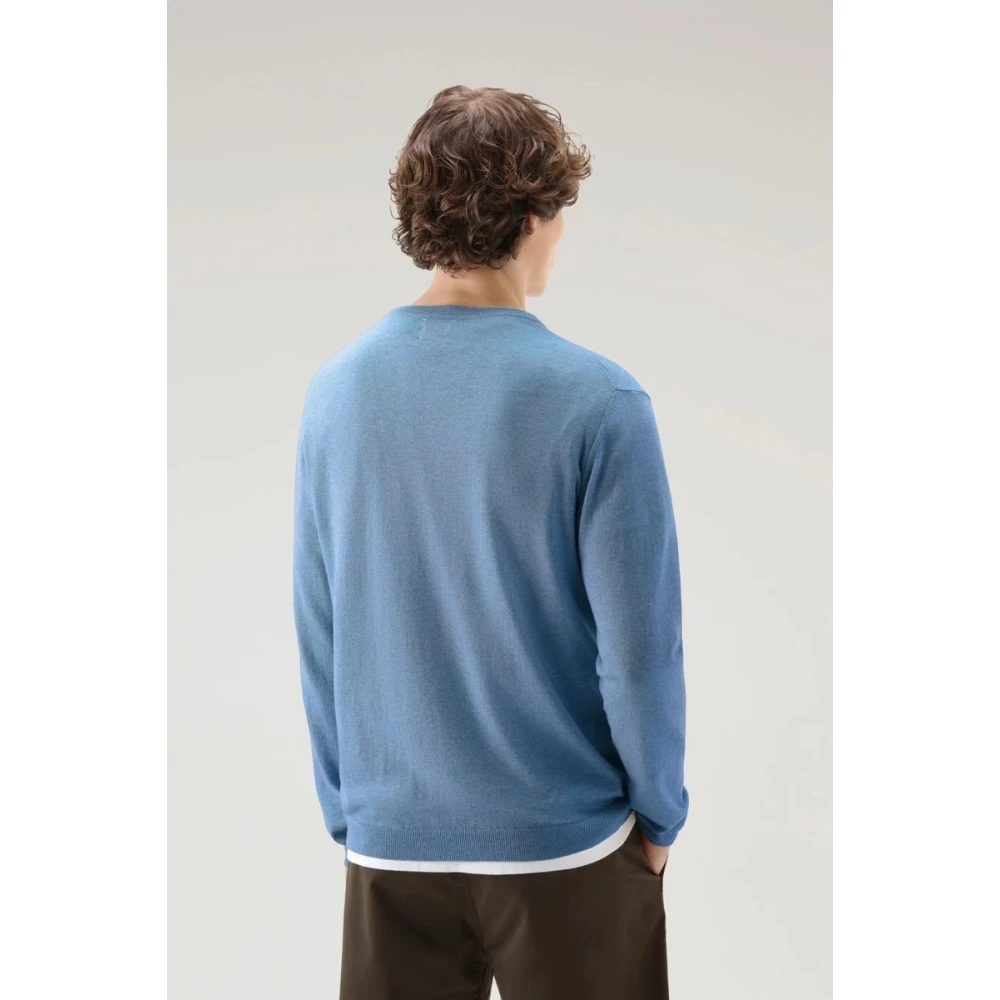 Woolrich Geborduurde Logo Crewneck Sweater Blue Heren