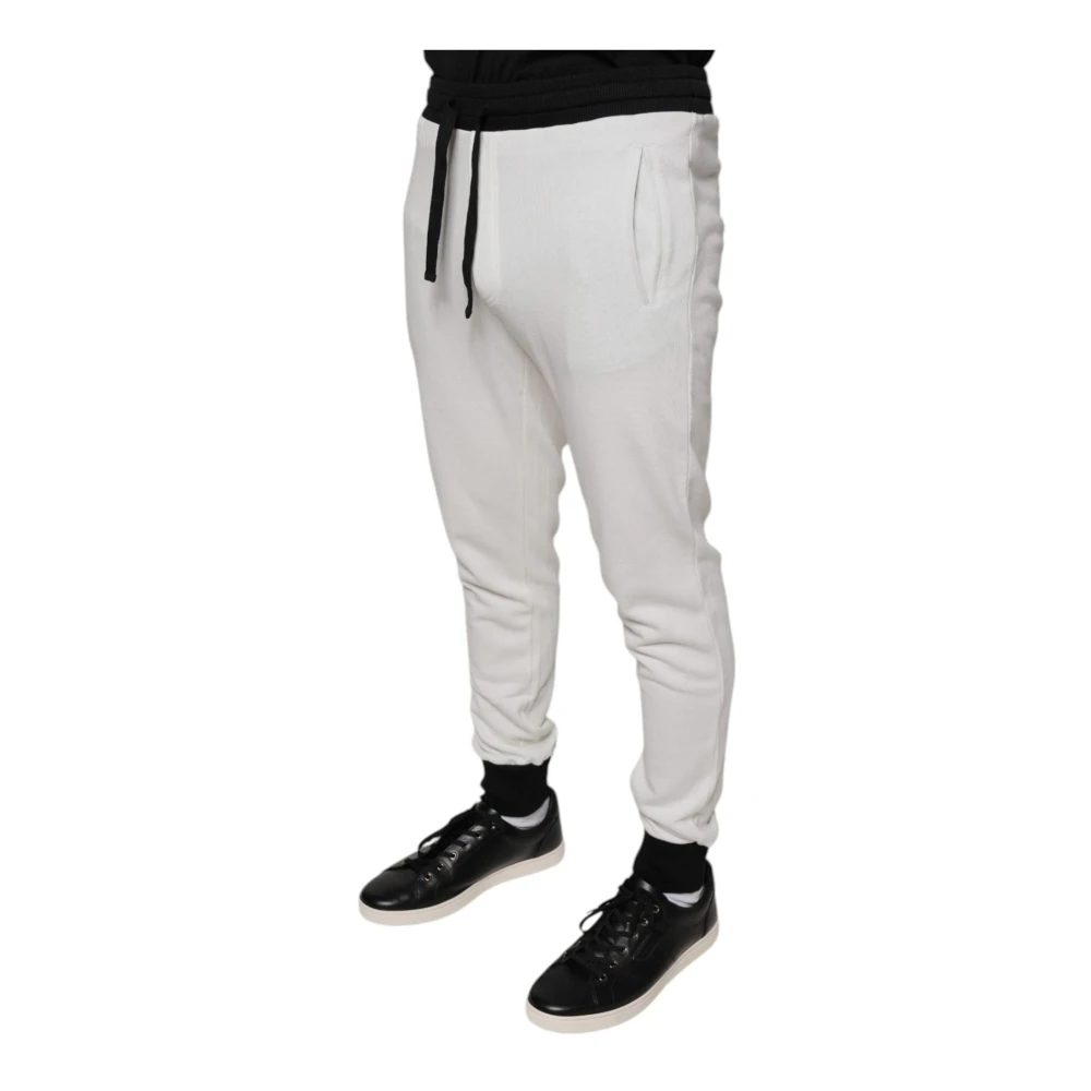 Dolce & Gabbana Witte Katoenen Jogger Sweatpants met Trekkoordsluiting White Heren