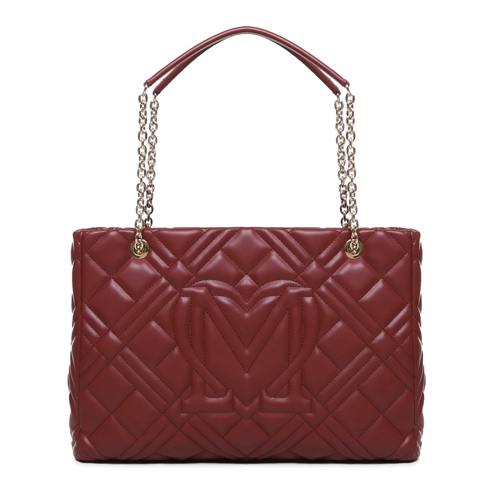 Love Moschino Zwarte Schoudertas met Klep Sluiting Red Dames