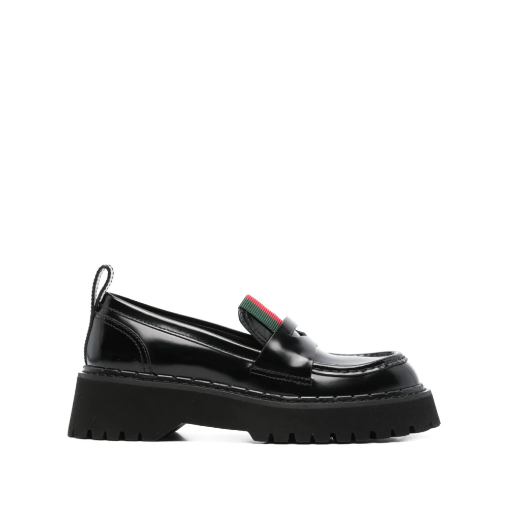 Gucci Women's Black Loafers, 7 Uk, Flat Slip-On Shoes