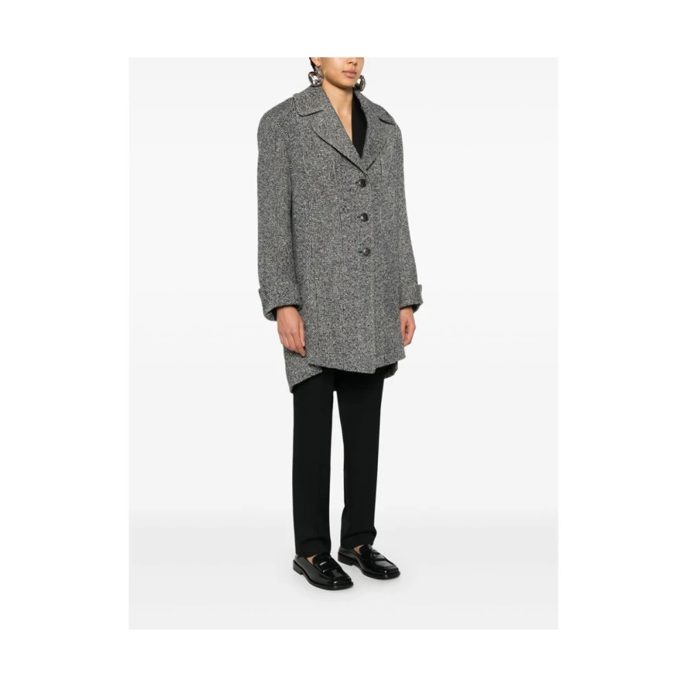 Ermanno Scervino Jas met Herringbone Patroon en Revers Black Dames