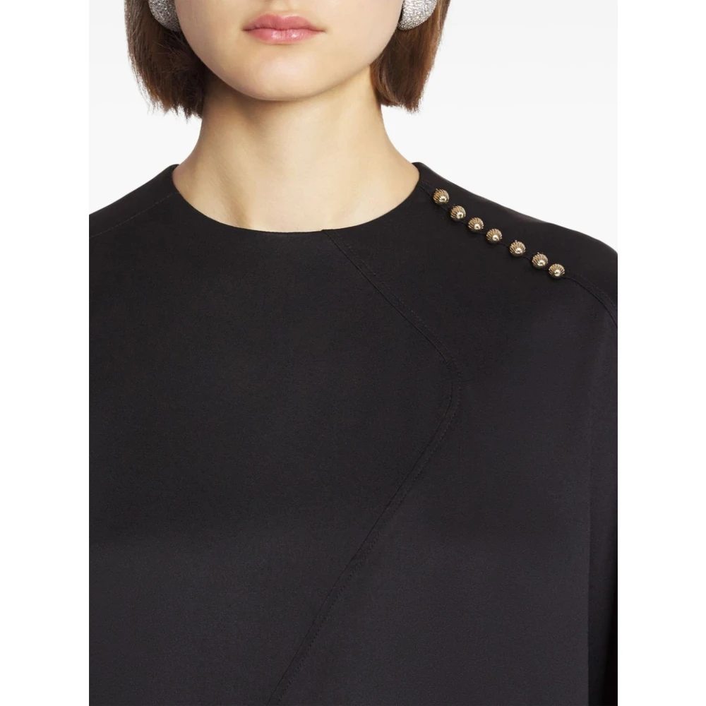 Lanvin Zwarte Asymmetrische Stud Top Black Dames