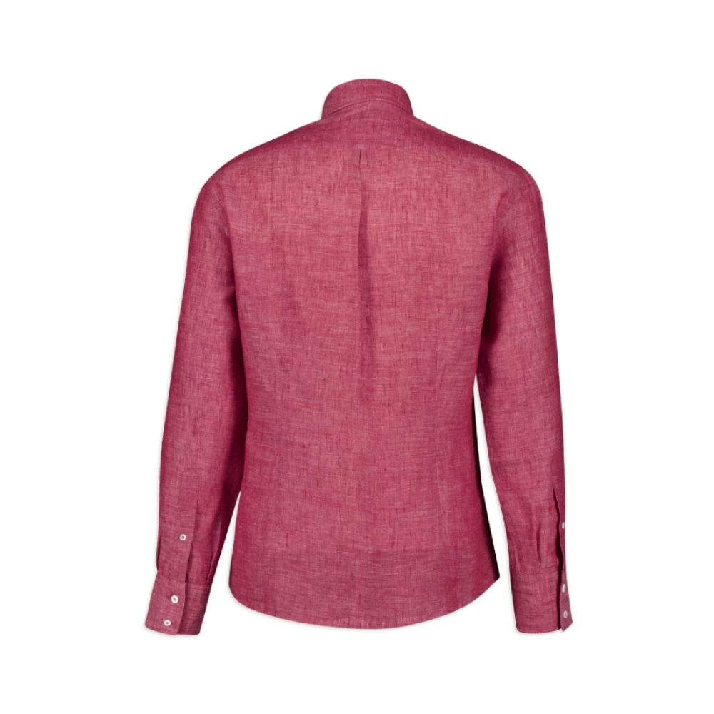 BRUNELLO CUCINELLI Rood Linnen Overhemd met Klassieke Kraag Red Heren