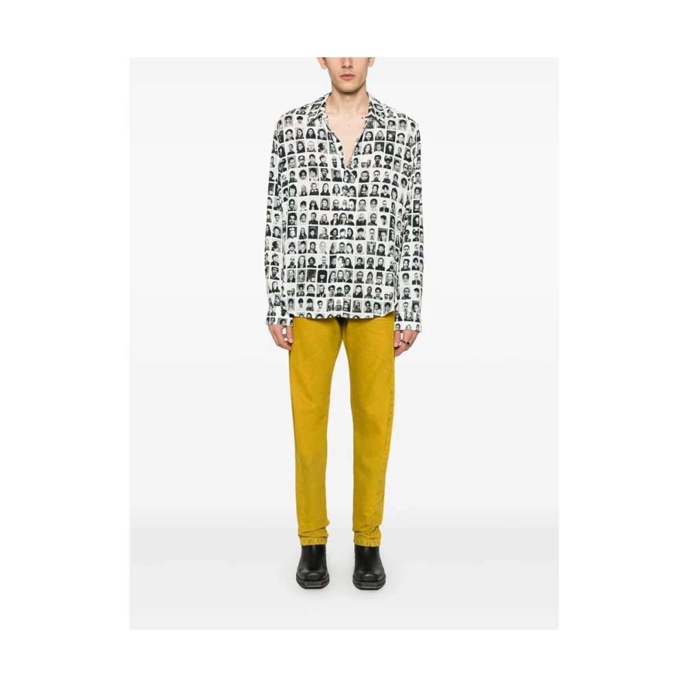 Martine Rose Witte Overhemd met Knoopsluiting en Plooidetail Black Heren