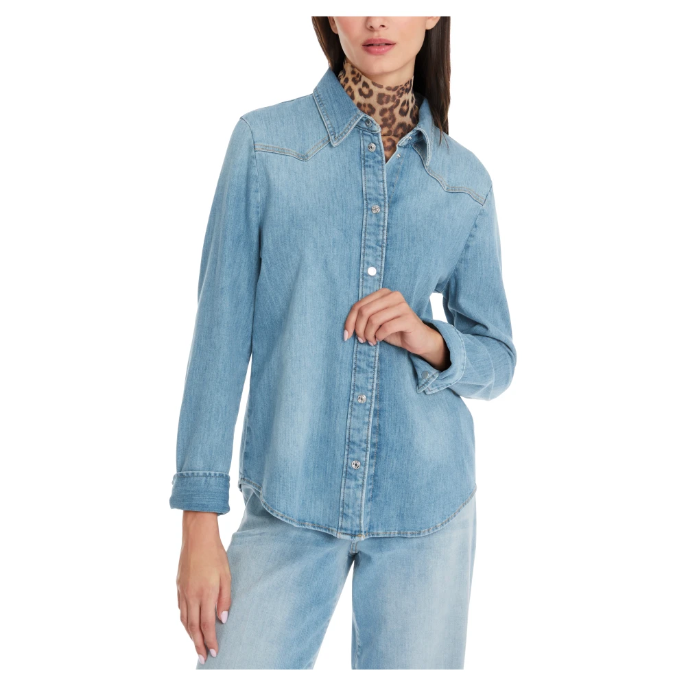 Marc Cain Gebruikte Denim Blouse Blue Dames