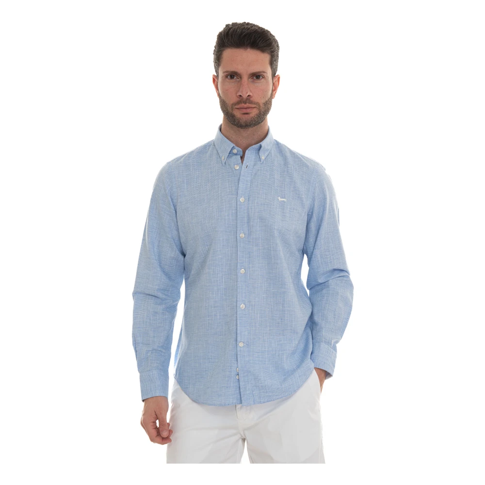 Harmont & Blaine Casual Button-Down Shirt met Tegelprint Blue Heren