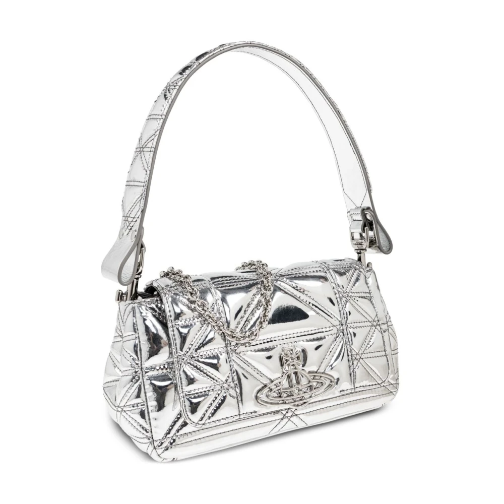 Vivienne Westwood Zilveren Schoudertas met Omslag en Kaartsleuven Gray Dames