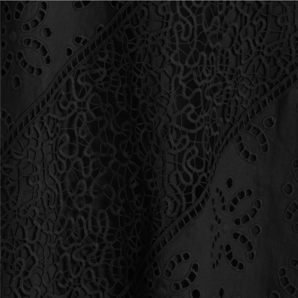 Ulla Johnson Bloemen Kant Patchwork Asymmetrische Linnen Rok Black Dames
