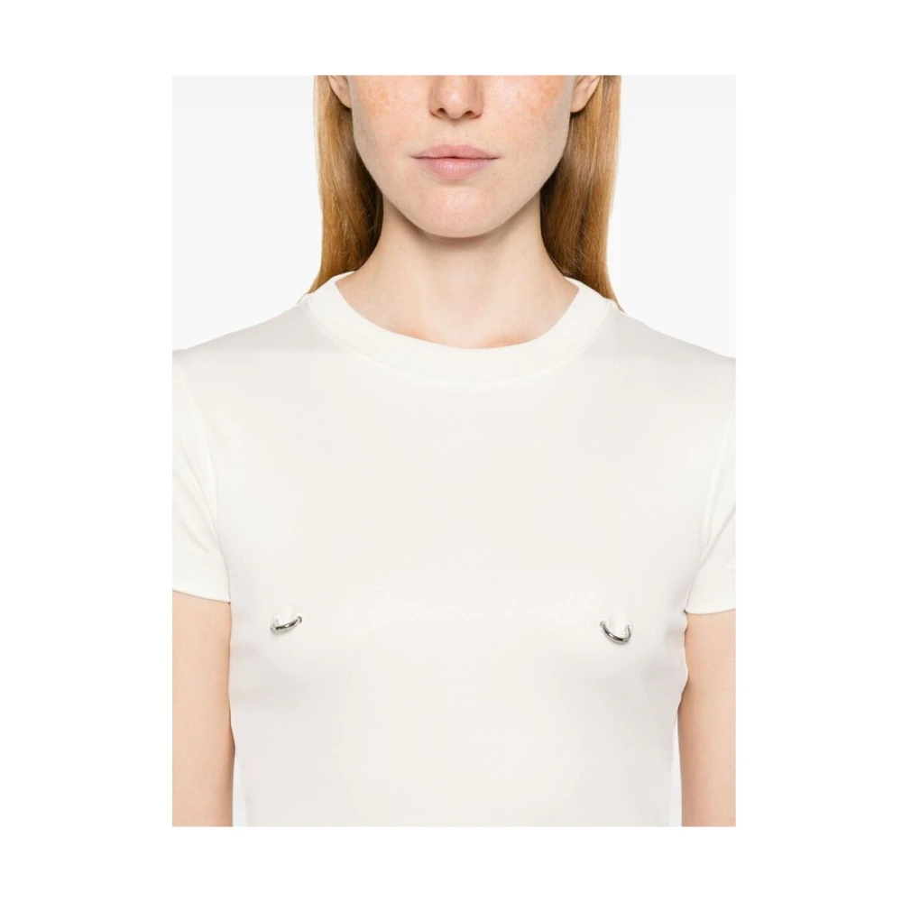 Mugler Ster Appliqué Crew Neck T-shirt White Dames