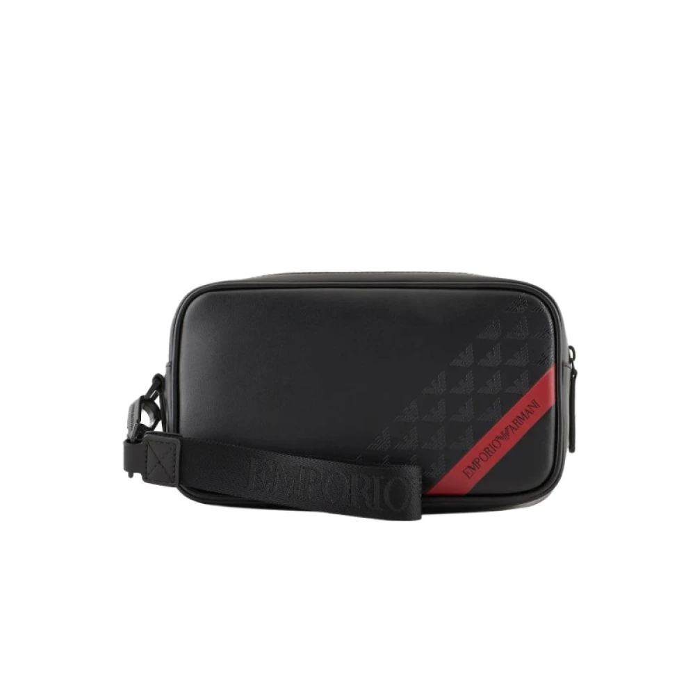 Armani Leren Toilettas voor Mannen Black Heren