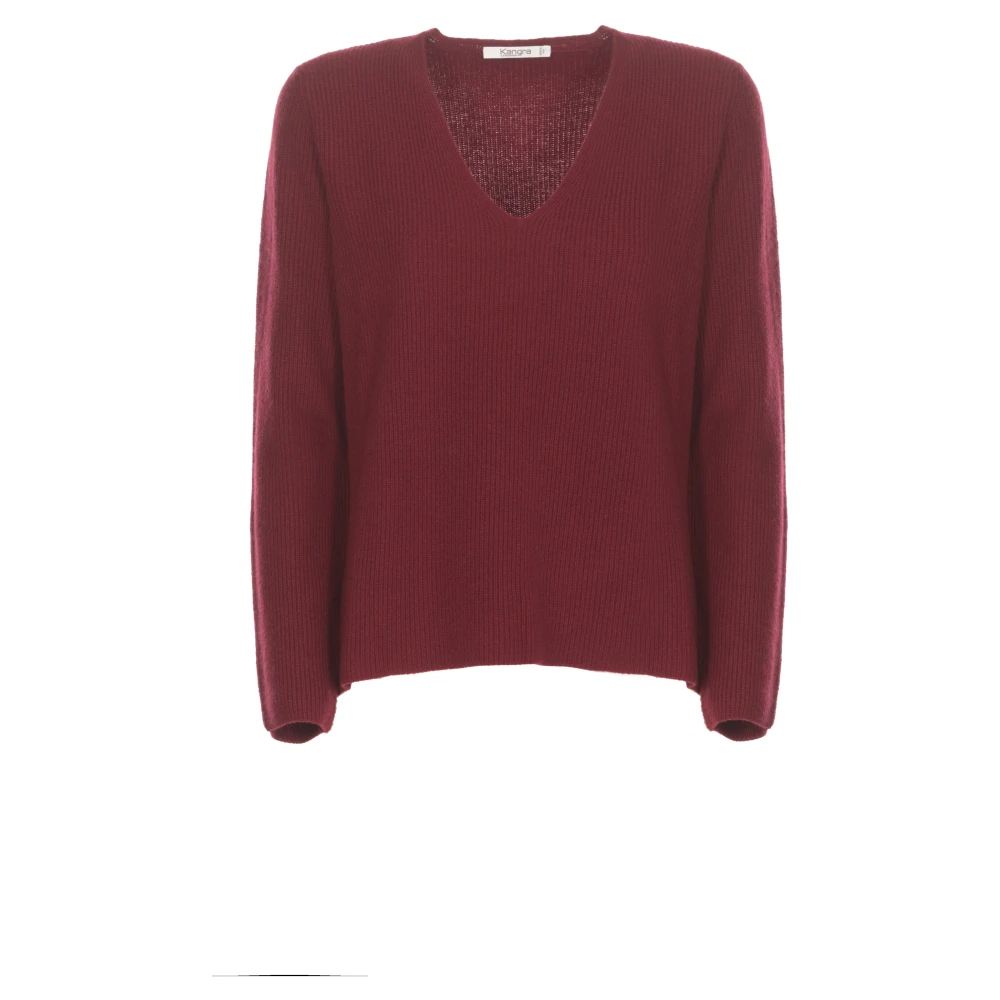 Kangra Kasjmier V-hals Trui Bordeaux Red Dames