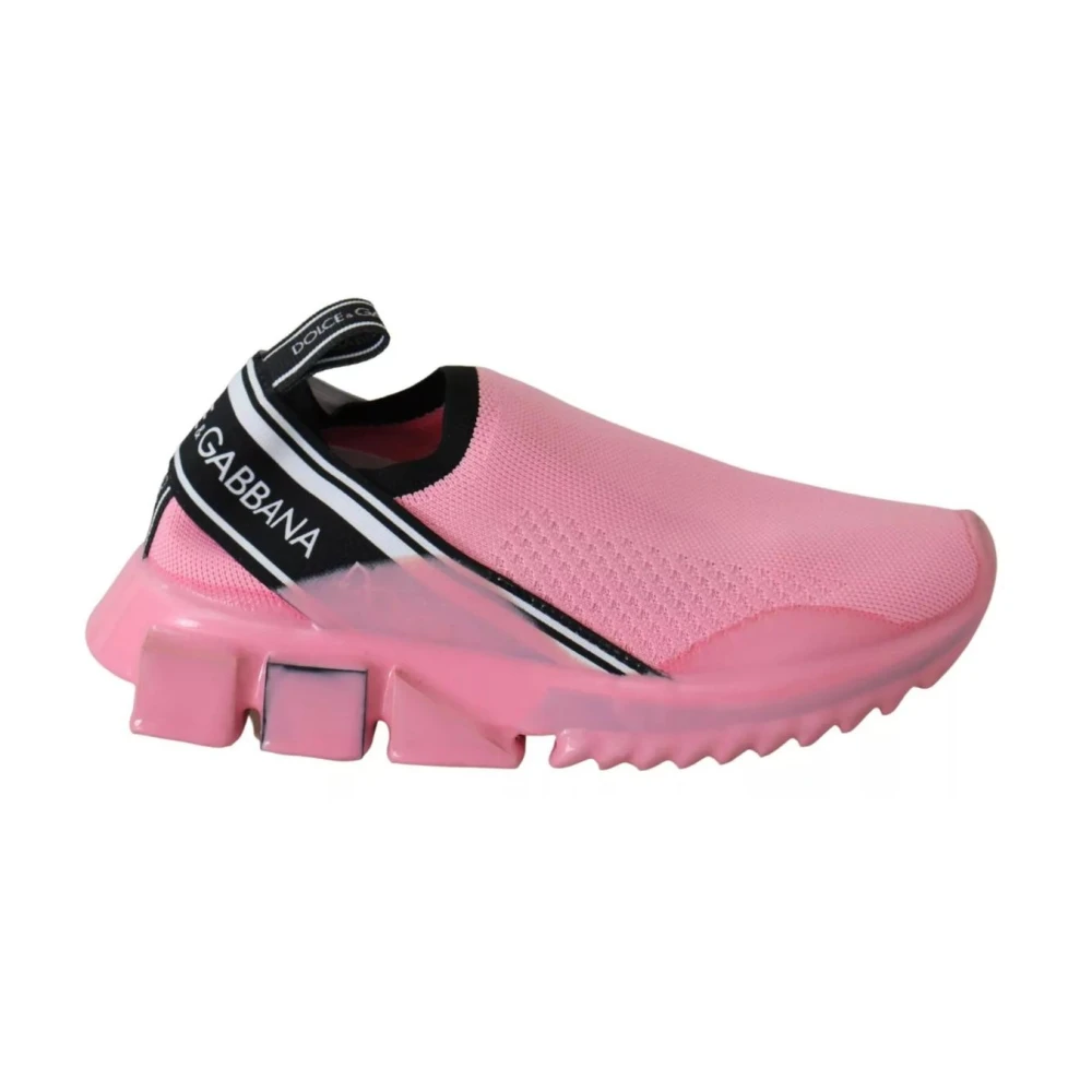 Dolce & Gabbana Women's Pink Knit Slip-On Sneaker - Sneakers - 3 Uk - Shoes