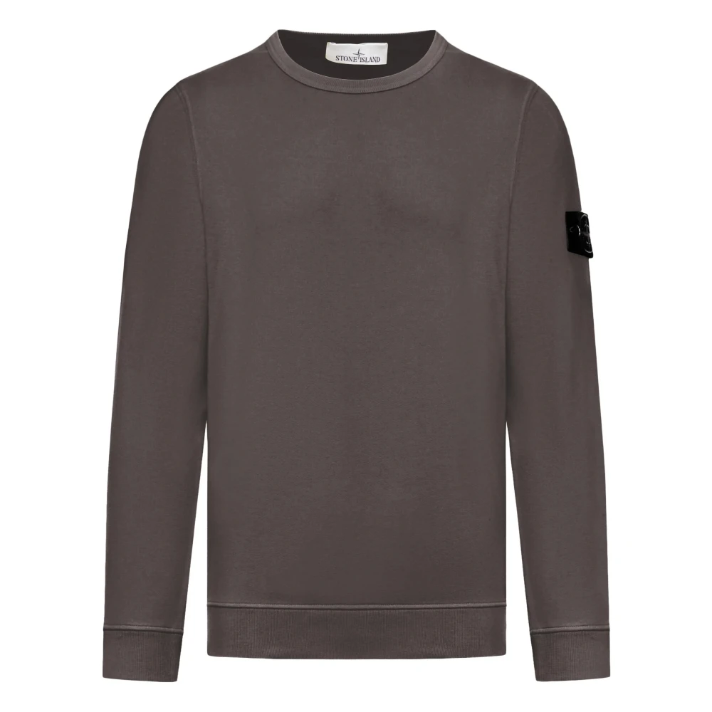 Stone Island Gray Sweatshirts, Male, Xl, Cotton Crew Neck Sweatshirt