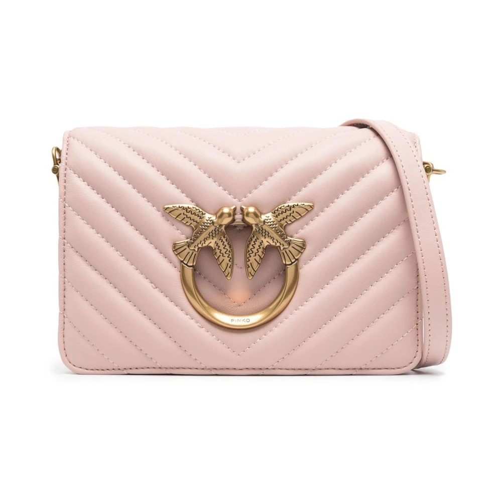 Pinko Matelassé Schoudertas met Goudkleurige Hardware Pink Dames