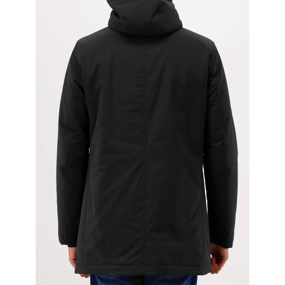 Herno Zwarte Parka Jas met Capuchon Black Heren