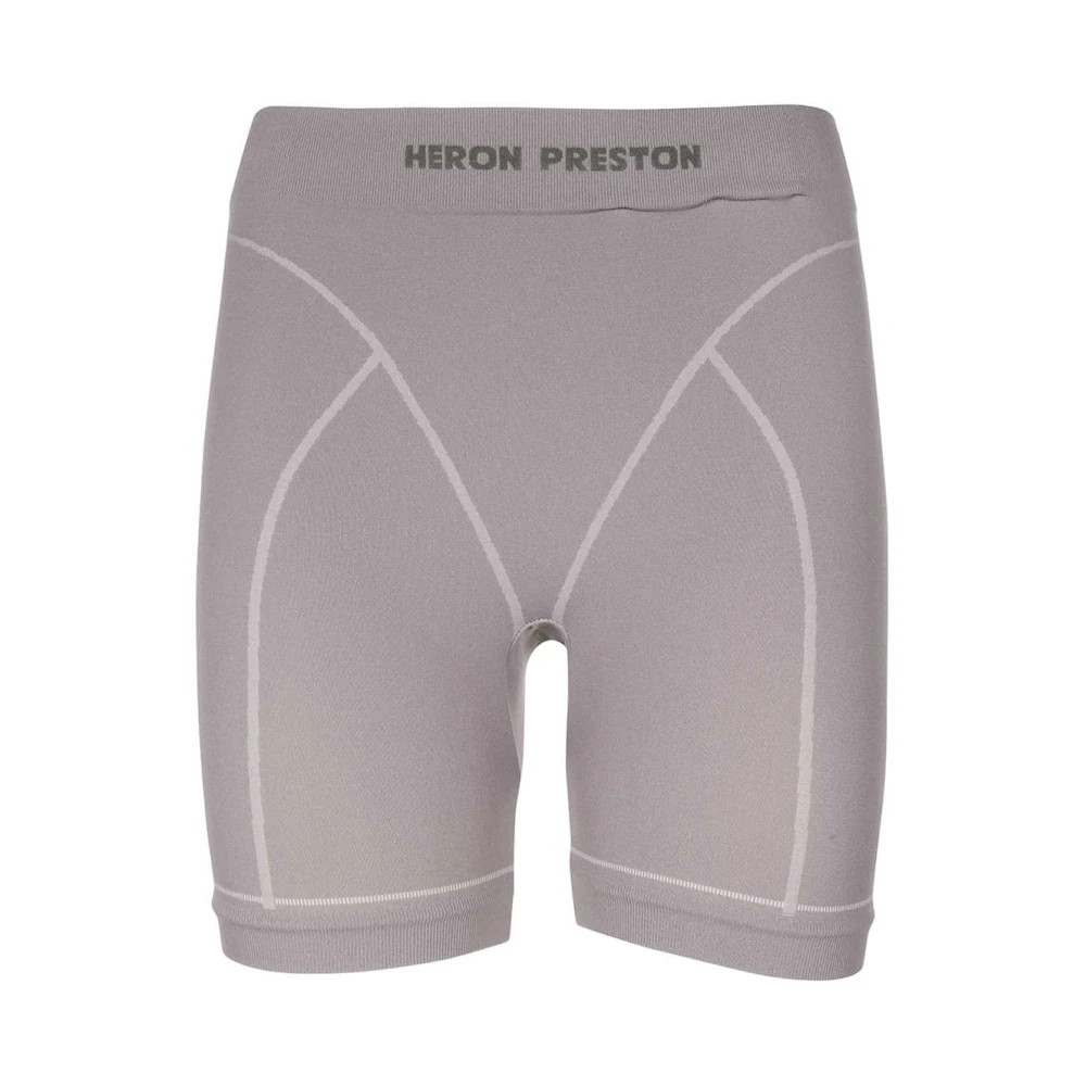 Heron Preston Geribbelde Nylon Shorts met Voorlogo Gray Dames