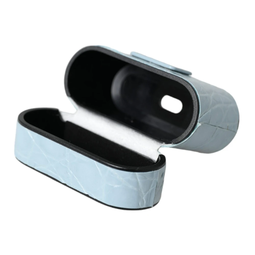 Dolce & Gabbana Blauw lederen Airpods hoesje Blue Unisex