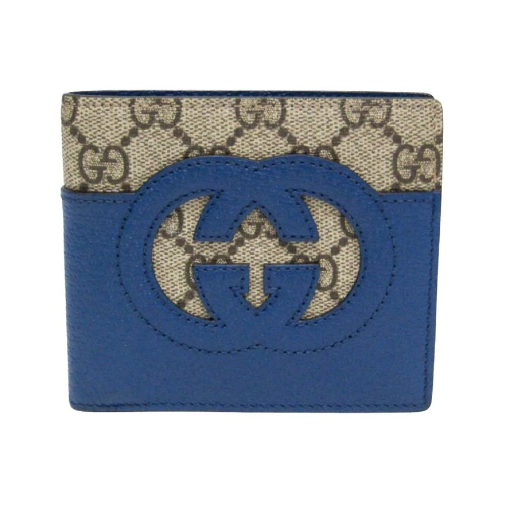 Gucci Vintage Unisex Blue Pre-Owned Gucci Gg Supreme Bifold Wallet