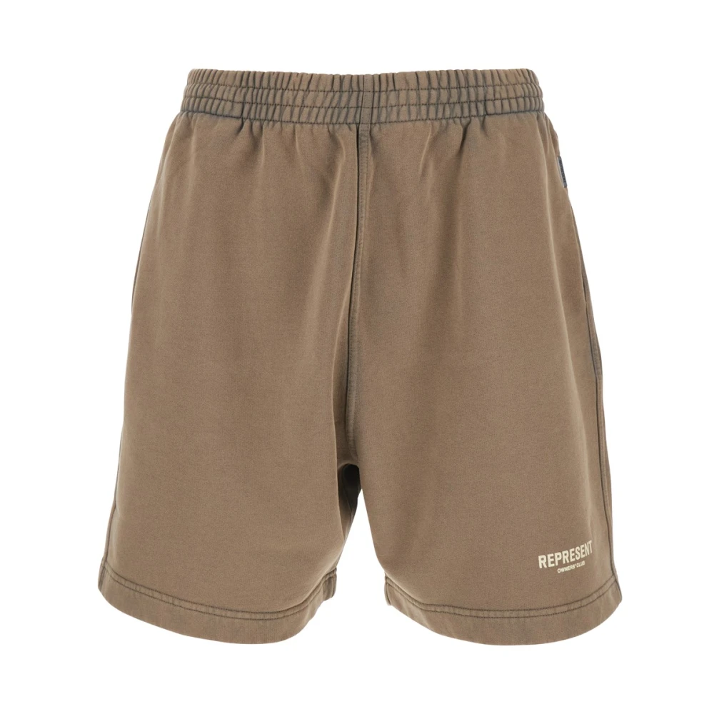 Represent Men's Brown Casual Shorts, Xl, Elastic Waist Logo Shorts