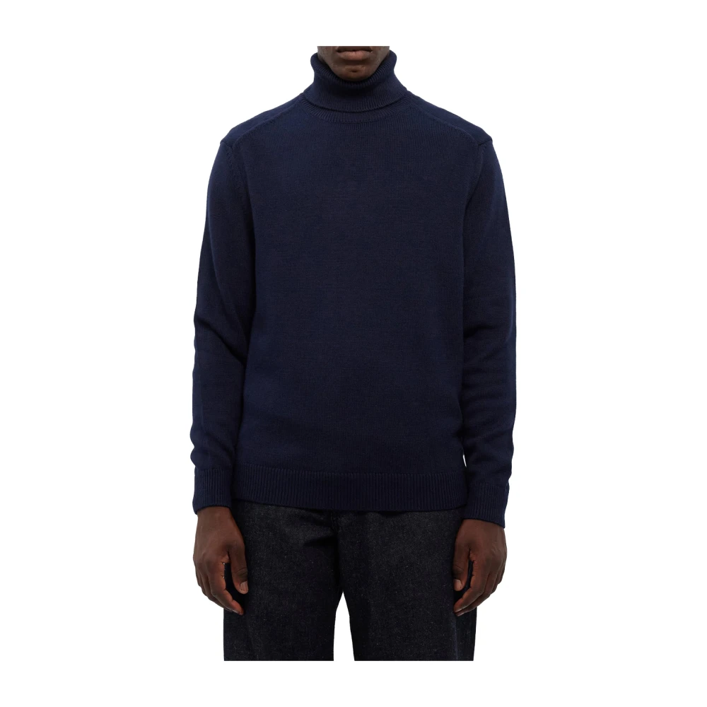 Emporio Armani Blauwe Wolmix Dolcevita Jurk Blue Heren