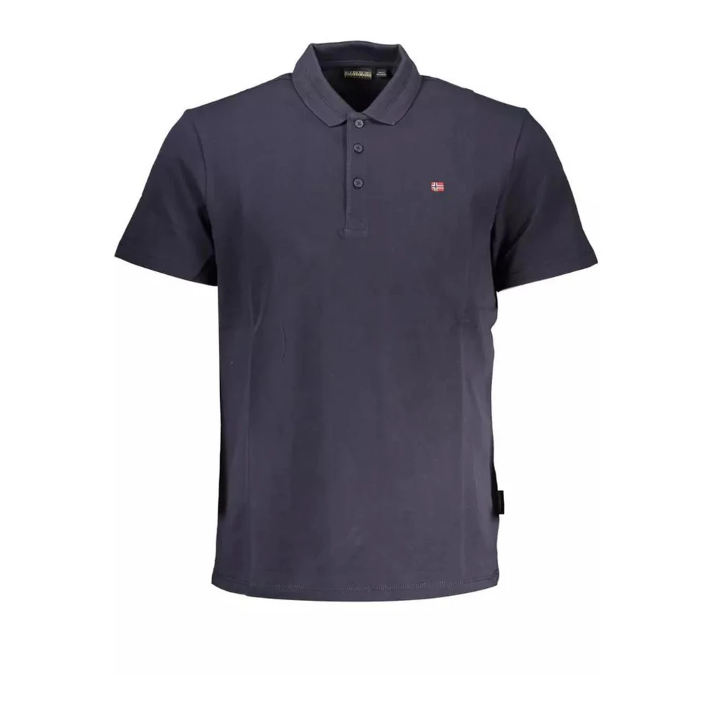Napapijri Men's Blue Embroidered Polo Shirt With 3-Button Detail - Polo Shirts - 2XL - Tops