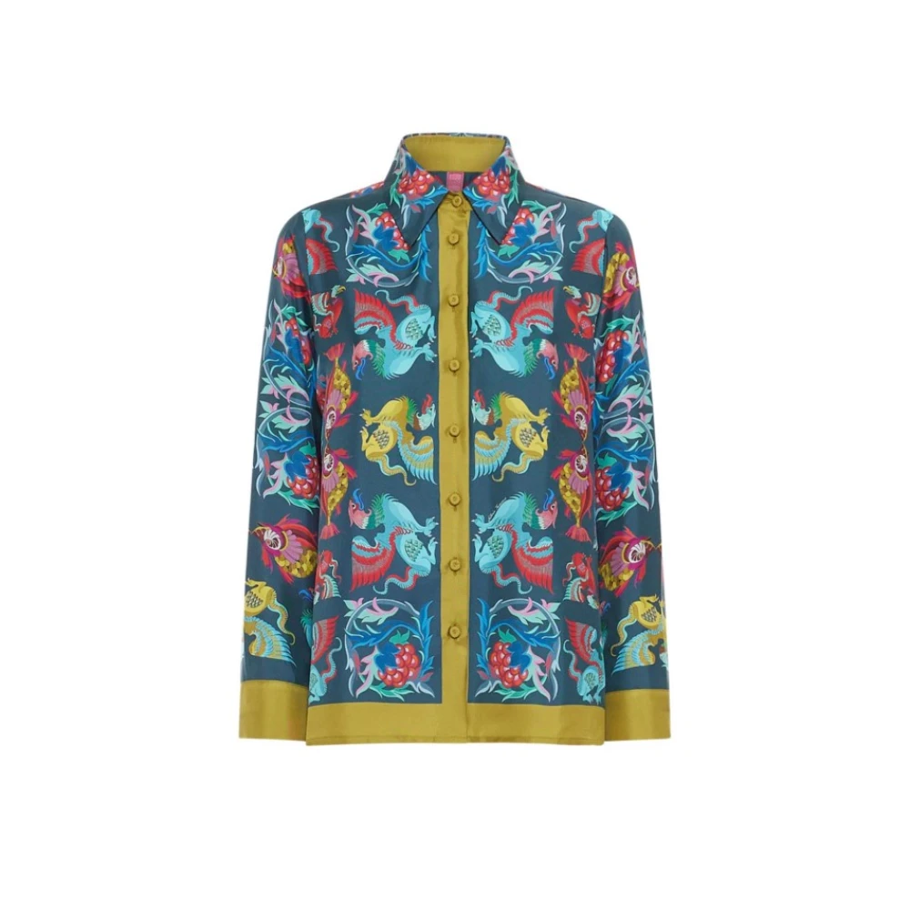 Franco Ferrari Aloe Zijden Shirt met knoopsluiting Multicolor Dames