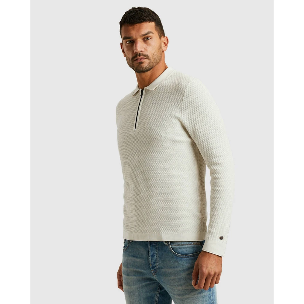 Cast Iron Lange Mouw Polo Katoen Modal Beige Heren